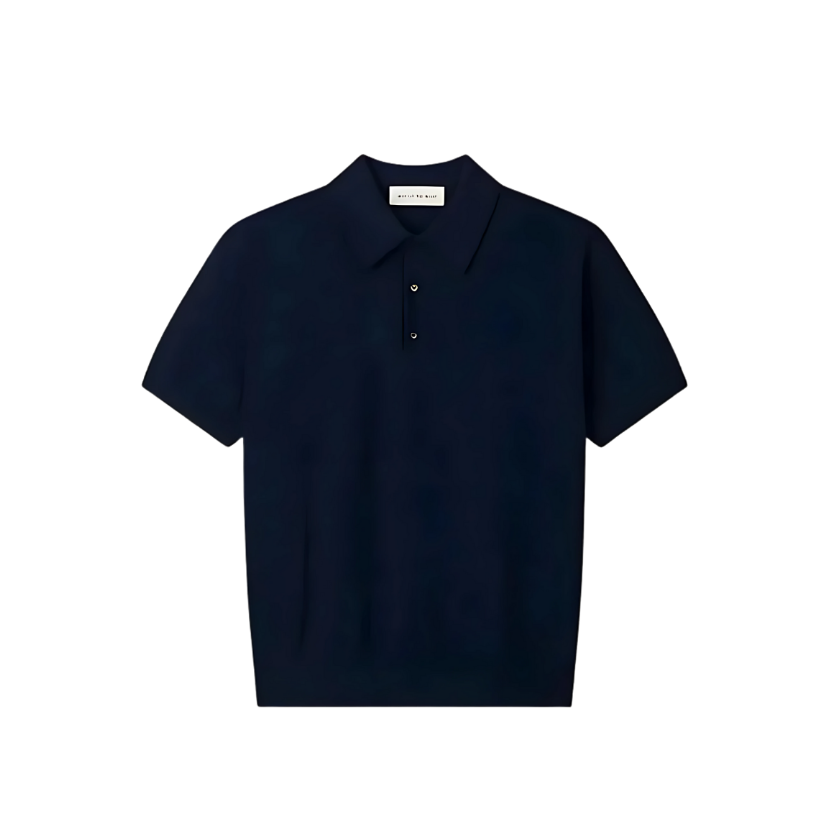 Man On The Boon Texture Relax Fit Polo Navy