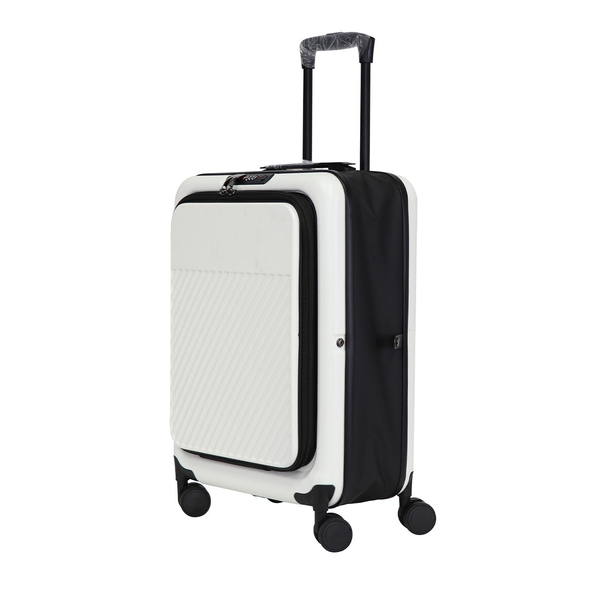 Ortem Folding & Multi-functional Front Opening Lugagge White 20"