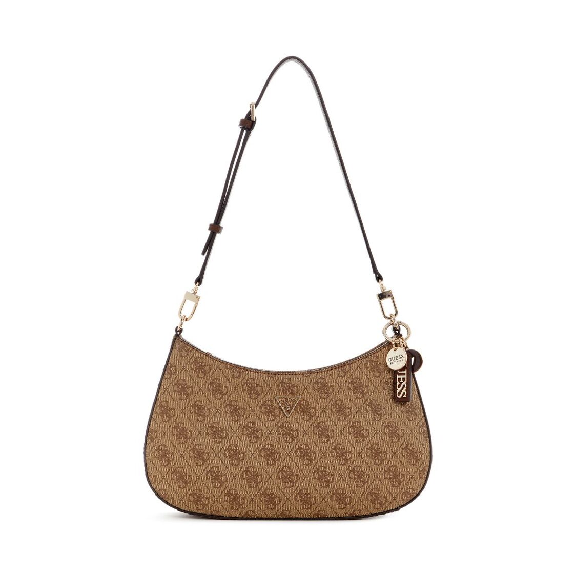 NOELLE II TOP ZIP SHOULDER BAG,LATTE LOGO/BROWN