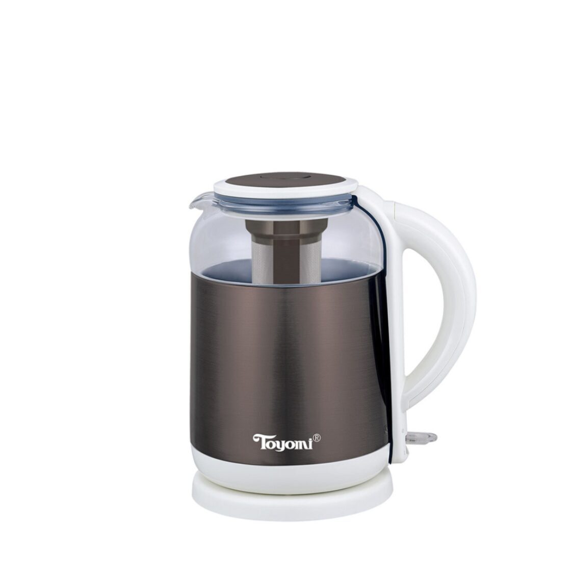 Toyomi 1.8L Electric Glass Kettle With Stainless Steel Tea Infuser - Grey ((WK3362)