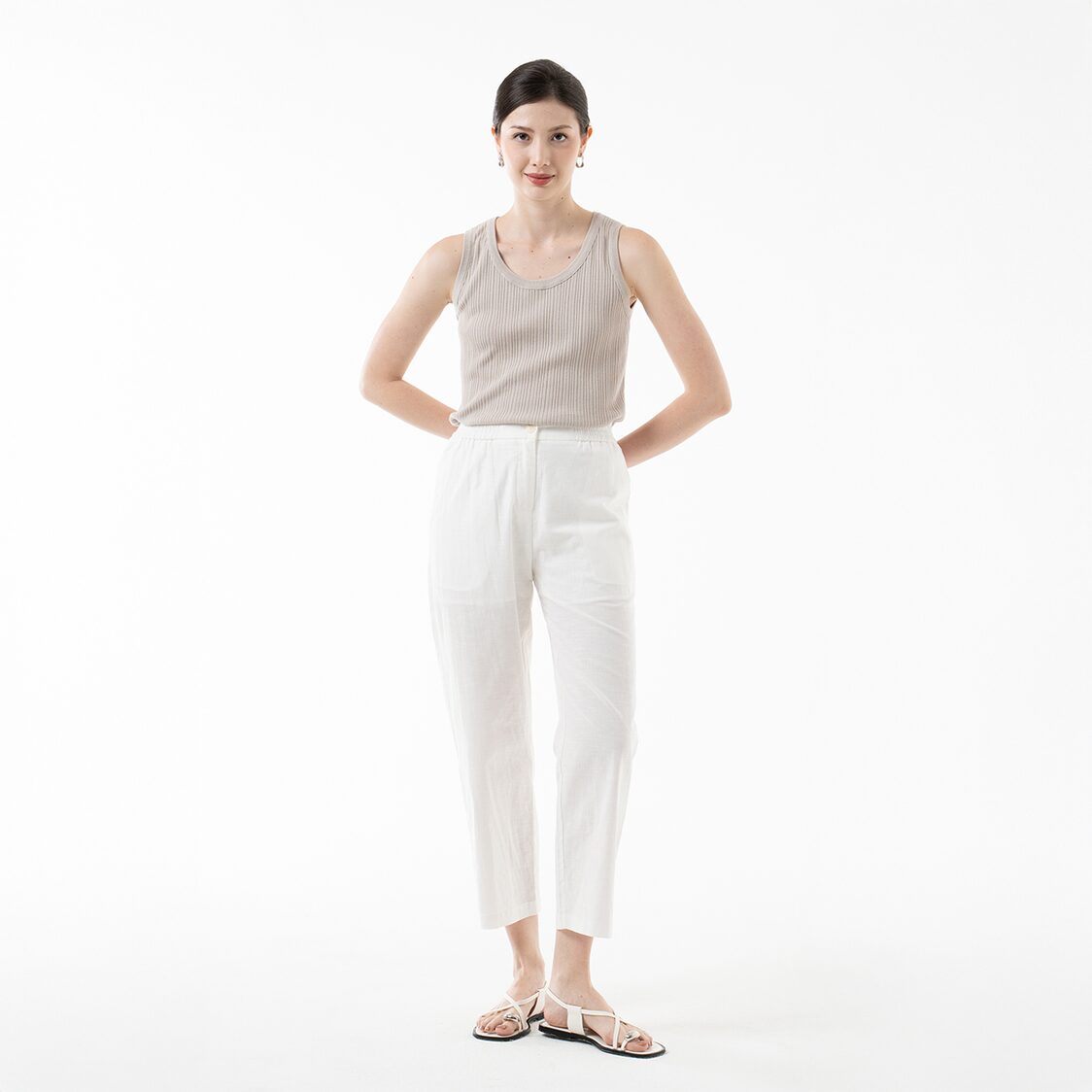 K/WOODS Breezy Linen Pants in Off White