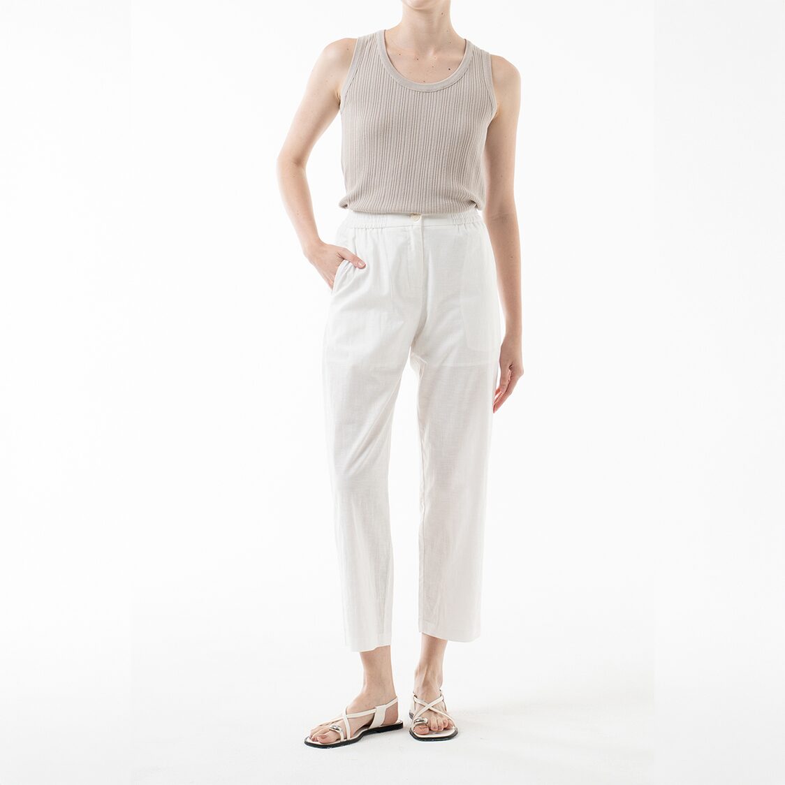 K/WOODS Breezy Linen Pants in Off White