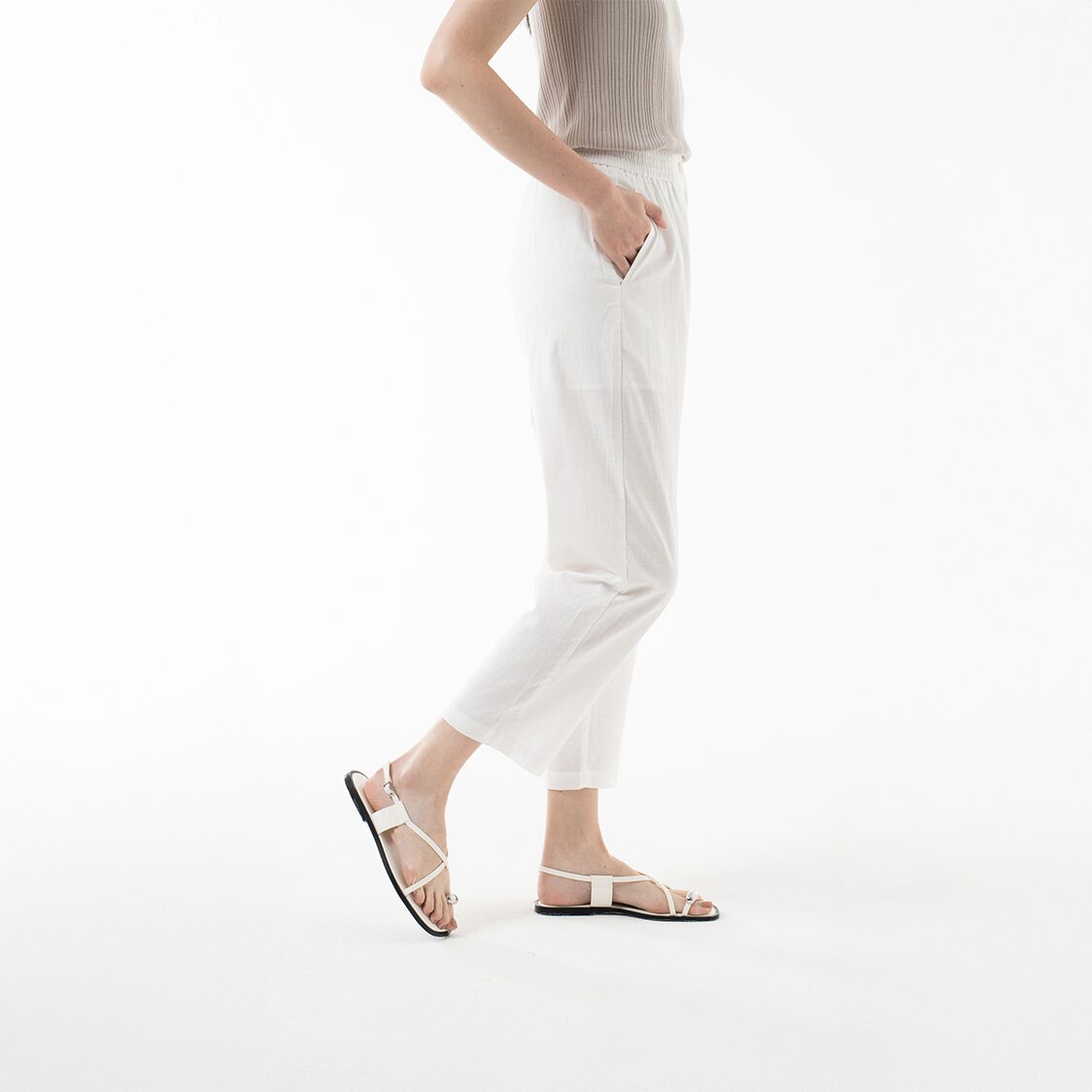 K/WOODS Breezy Linen Pants in Off White