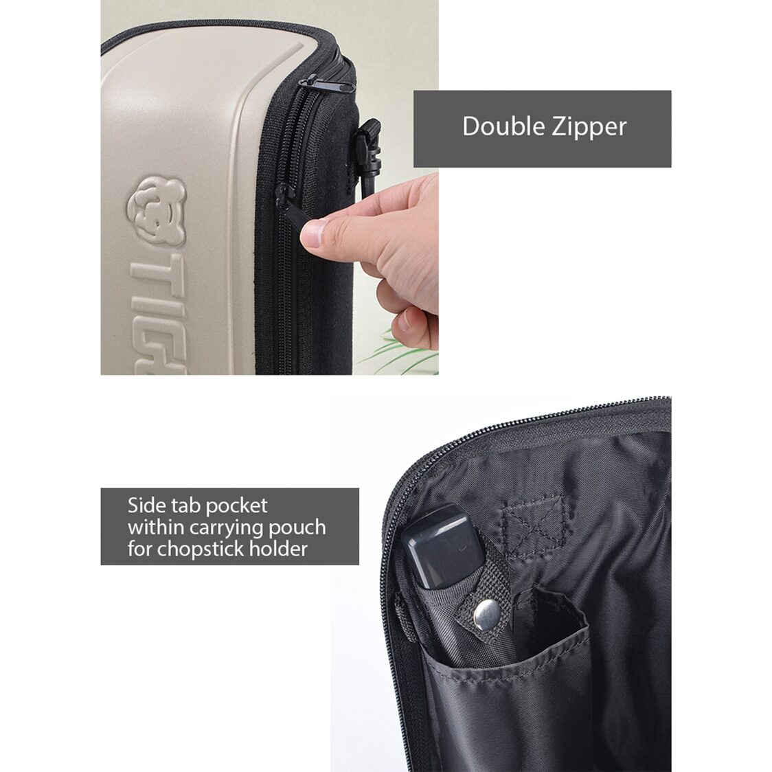 Tiger Vacuum Insulated Double Stainless Steel Lunch Box with Bag 3 Cups (LWU-B170)