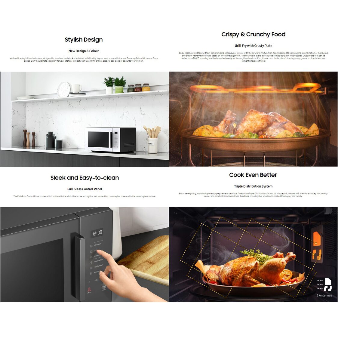 SAMSUNG 30L Microwave Oven with Grill Fry - White (MG30T5018CW)