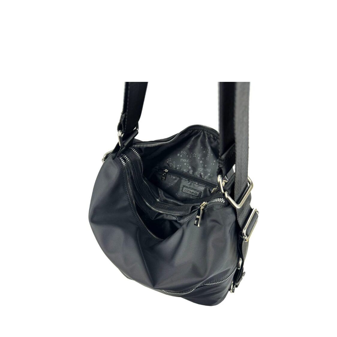 Mel&Co Nylon Two-Way Convertible Shoulder Backpack Black Mel&Co Nylon Two-Way Convertible Shoulder Backpack Black MN2379-Blk