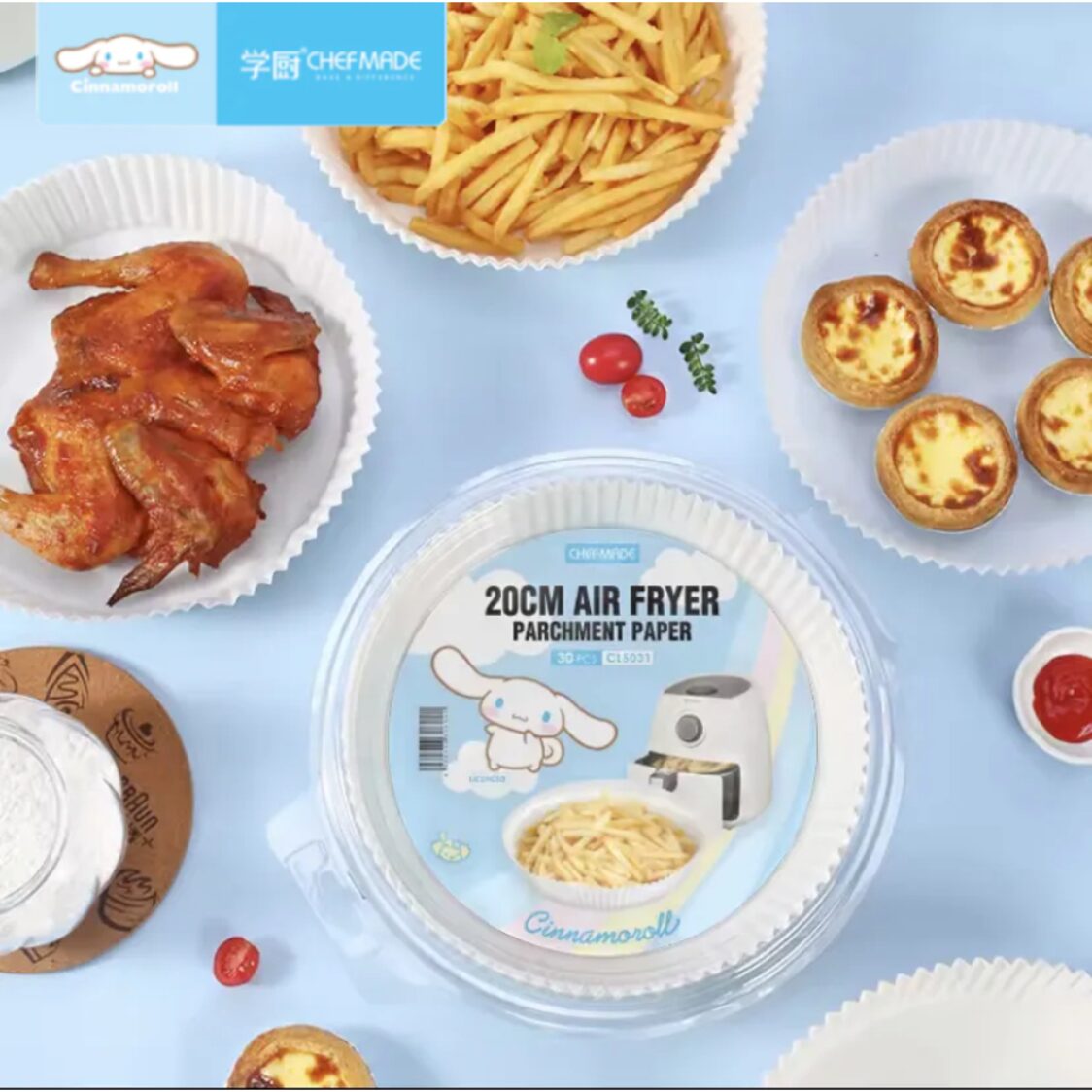 Chefmade Air Fryer Parchment Paper 23cm 30Pcs WH Cinnamoroll (1898cm-CL5031)