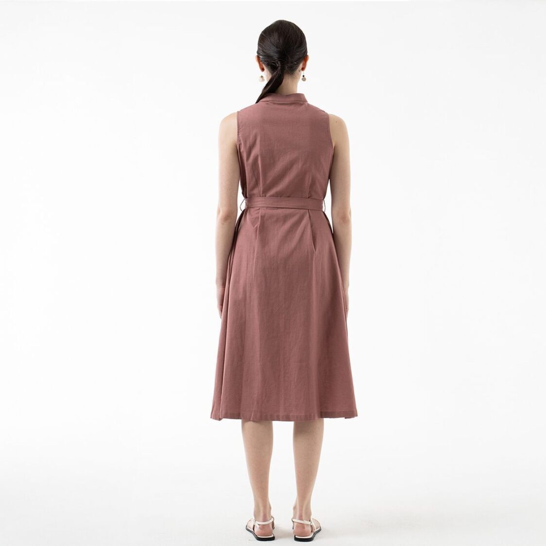 K/WOODS Tie-Waist Midi Dress in Sand