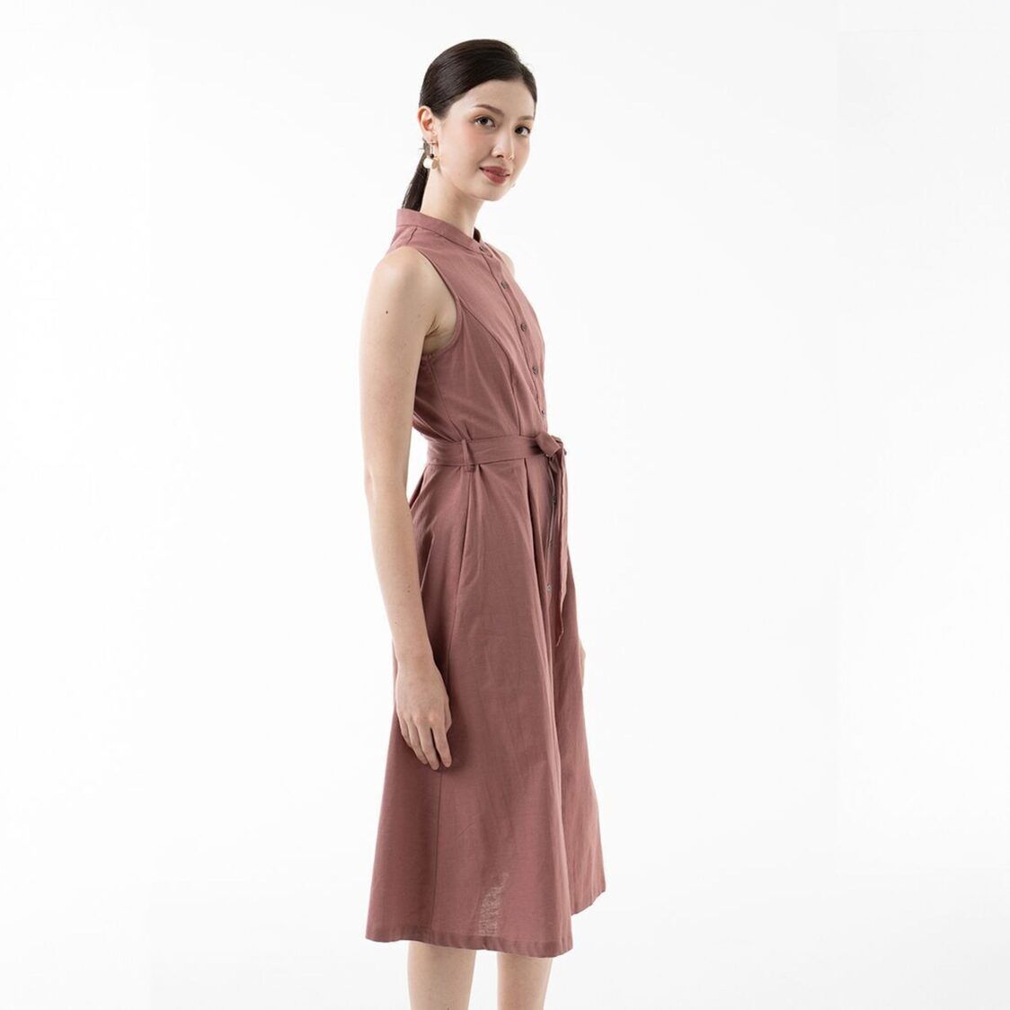 K/WOODS Tie-Waist Midi Dress in Sand
