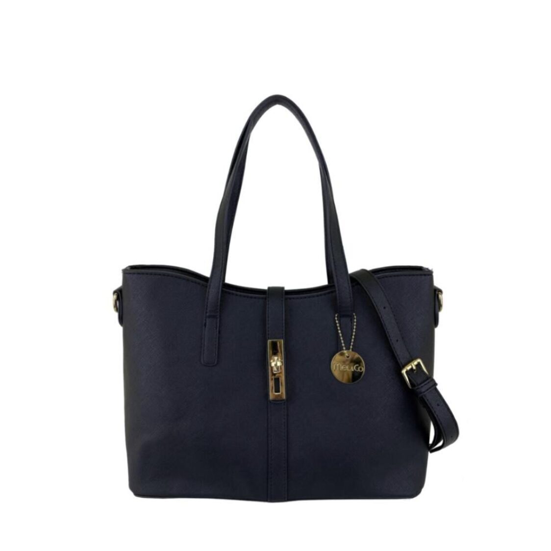 Mel&Co Saffiano-Effect Curve Top Satchel Shoulder Bag