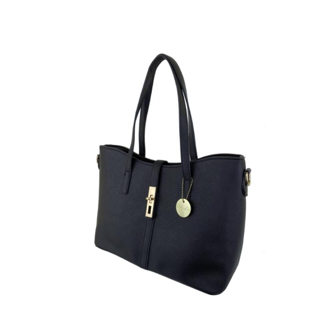 Mel&Co Saffiano-Effect Curve Top Satchel Shoulder Bag