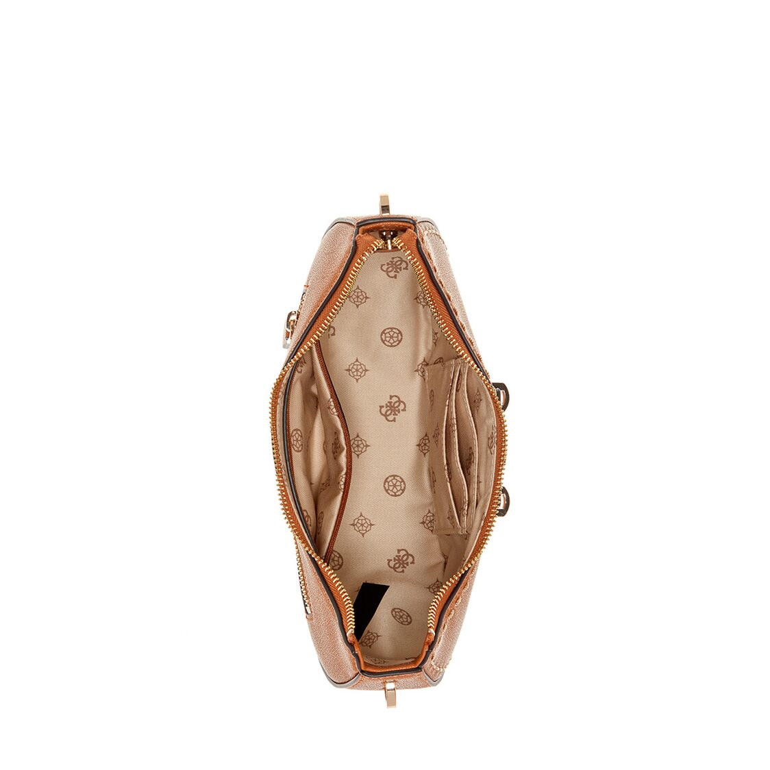 Guess Nastra Top Zip Shoulder Bag, Caramel