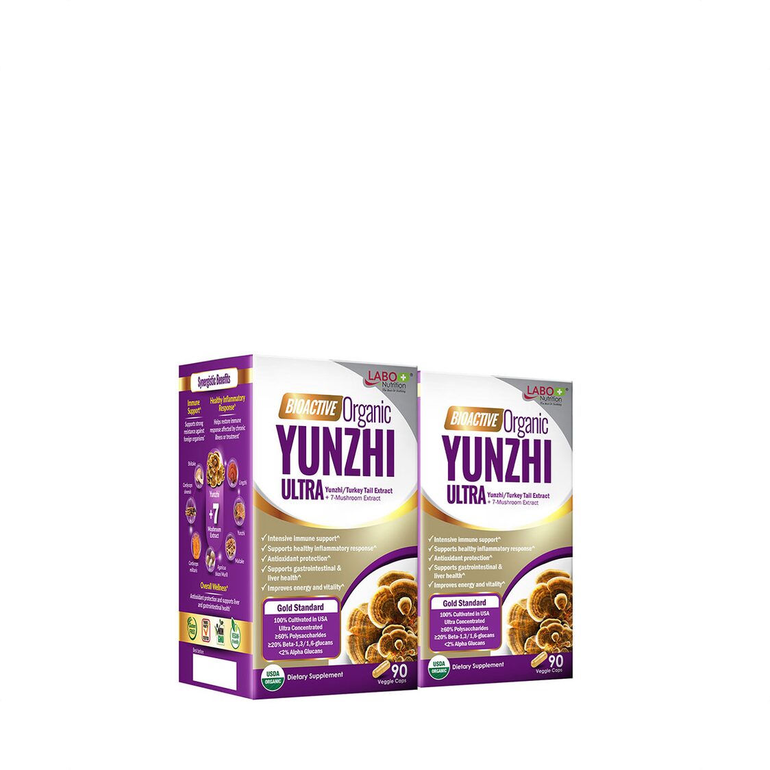Labo Nutrition Bioactive Organic YUNZHI ULTRA 90 Veggie Caps Twin Pack