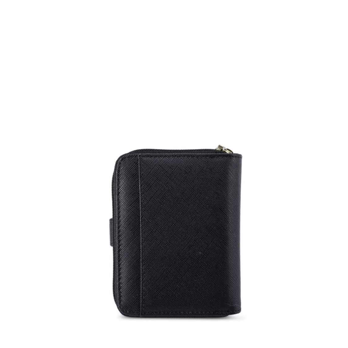 Mel&Co Saffiano Leatherette Bifold Side Zipped Compartment Wallet