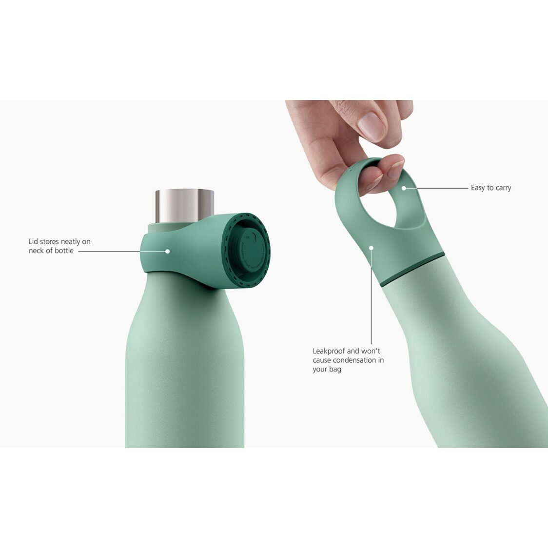 Joseph Joseph Loop 500ml Stainless Steel Vacuum Insulated Water Bottle - Anthracite