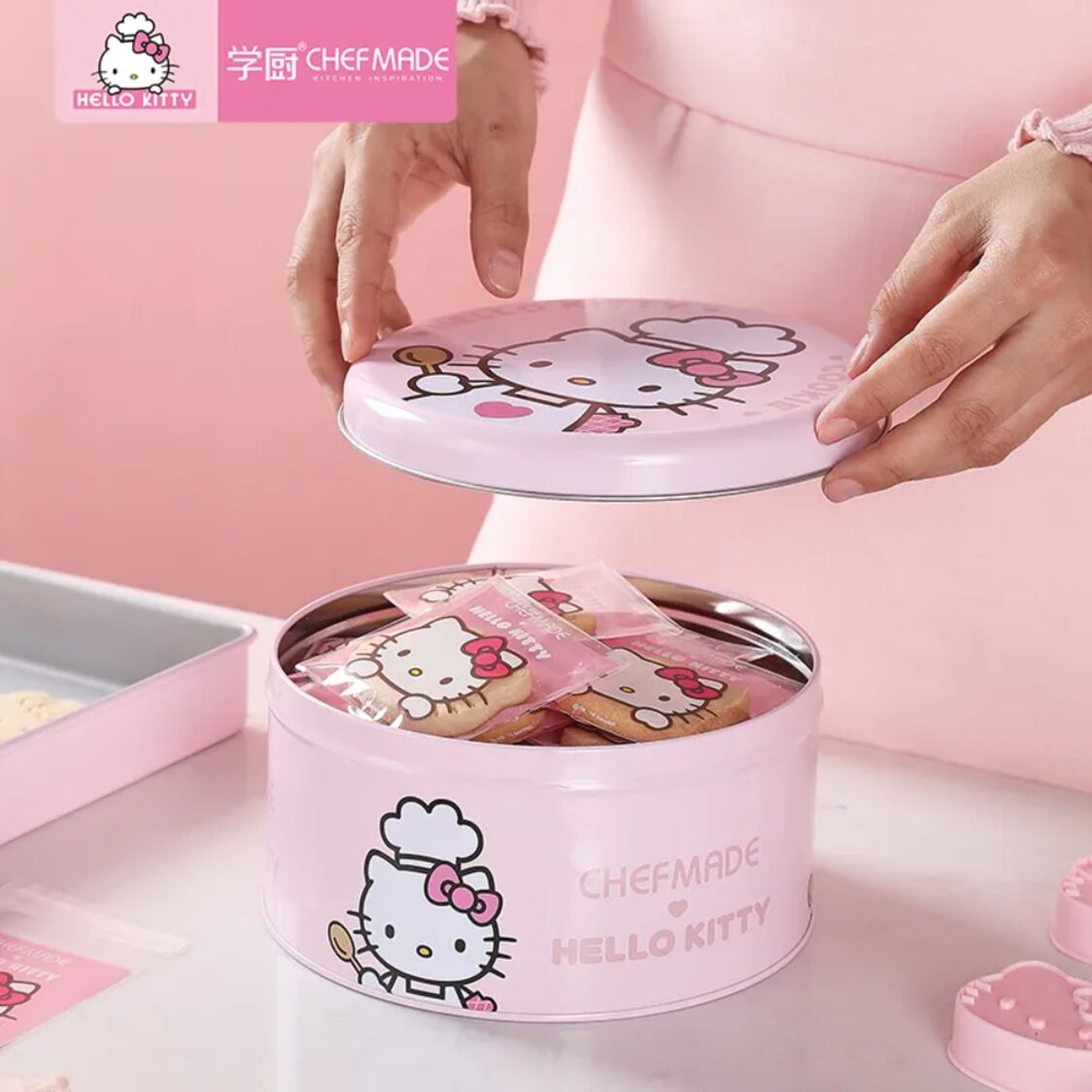 CHEFMADE Hello Kitty Cookie Tin - Pink 1898CM-KT7065