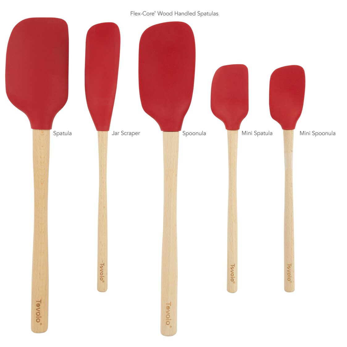 Tovolo Flex-Core Spatula Wood Handled Set S/5 - Cayenne