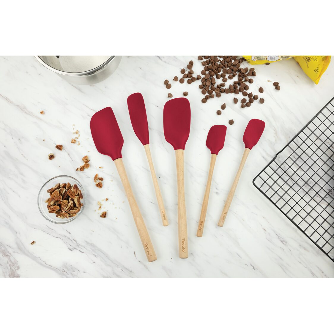 Tovolo Flex-Core Spatula Wood Handled Set S/5 - Cayenne