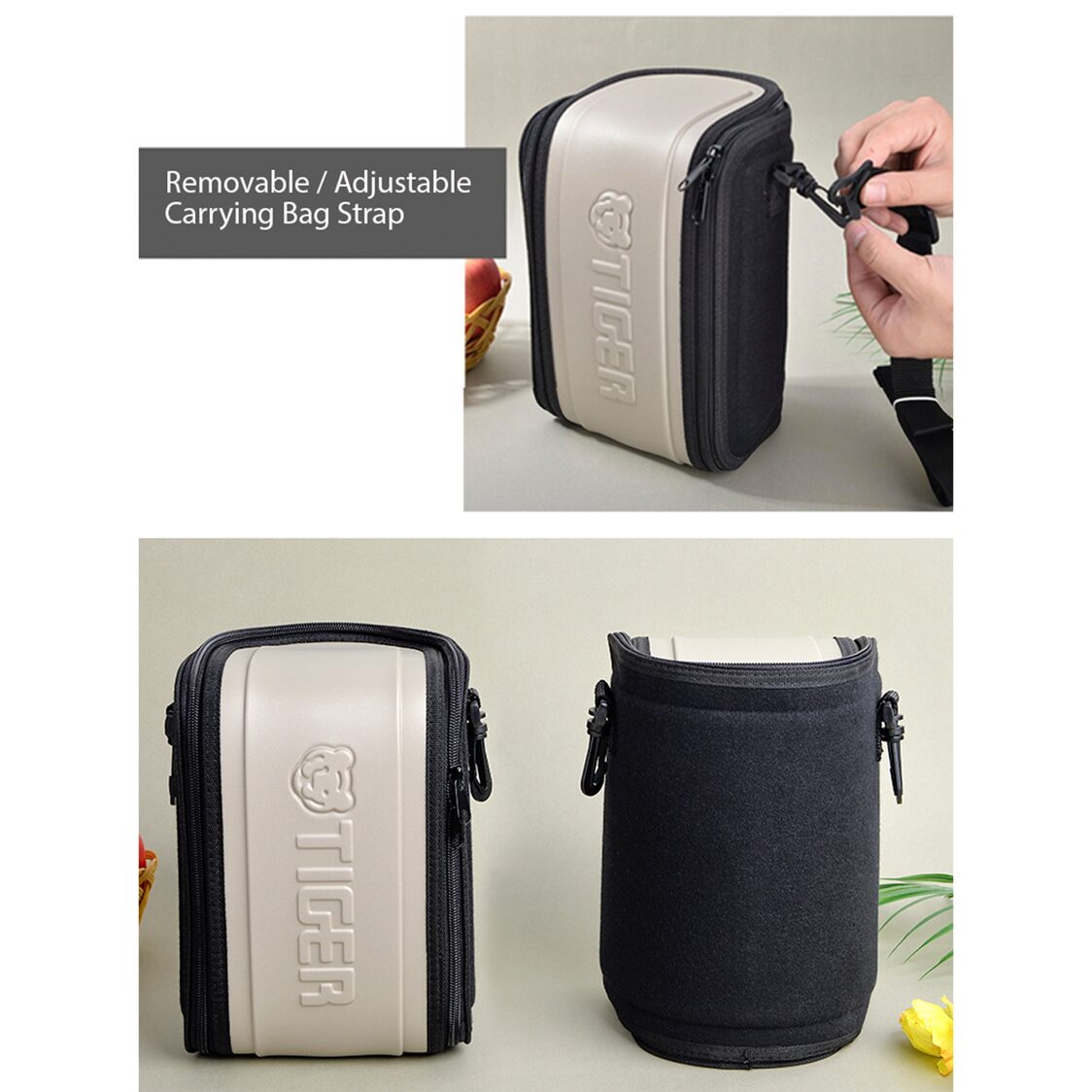 TIGER Vacuum Insulated Double Stainless Steel Lunch Box With Bag 4 Cups (LWU-B200)
