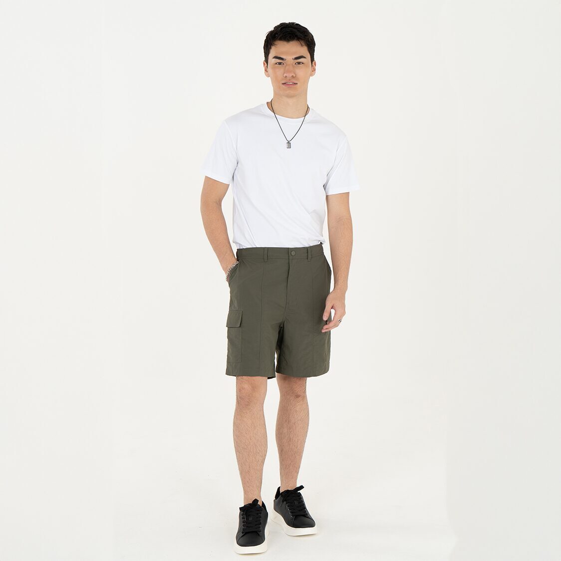 K/WOODS Patchline Cargo Shorts - Khaki