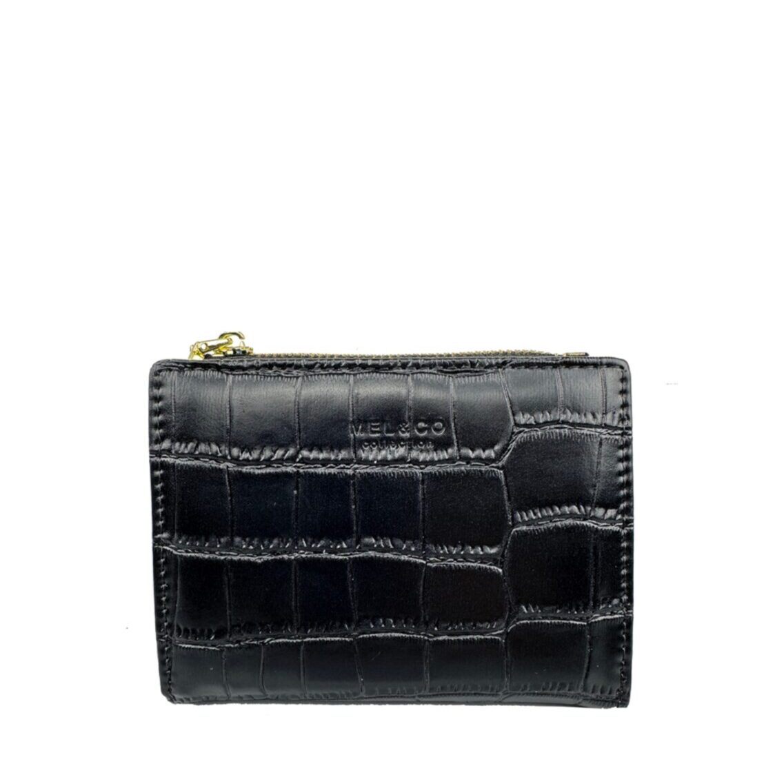 Mel&Co Croco Compact Bi-fold Snap Wallet