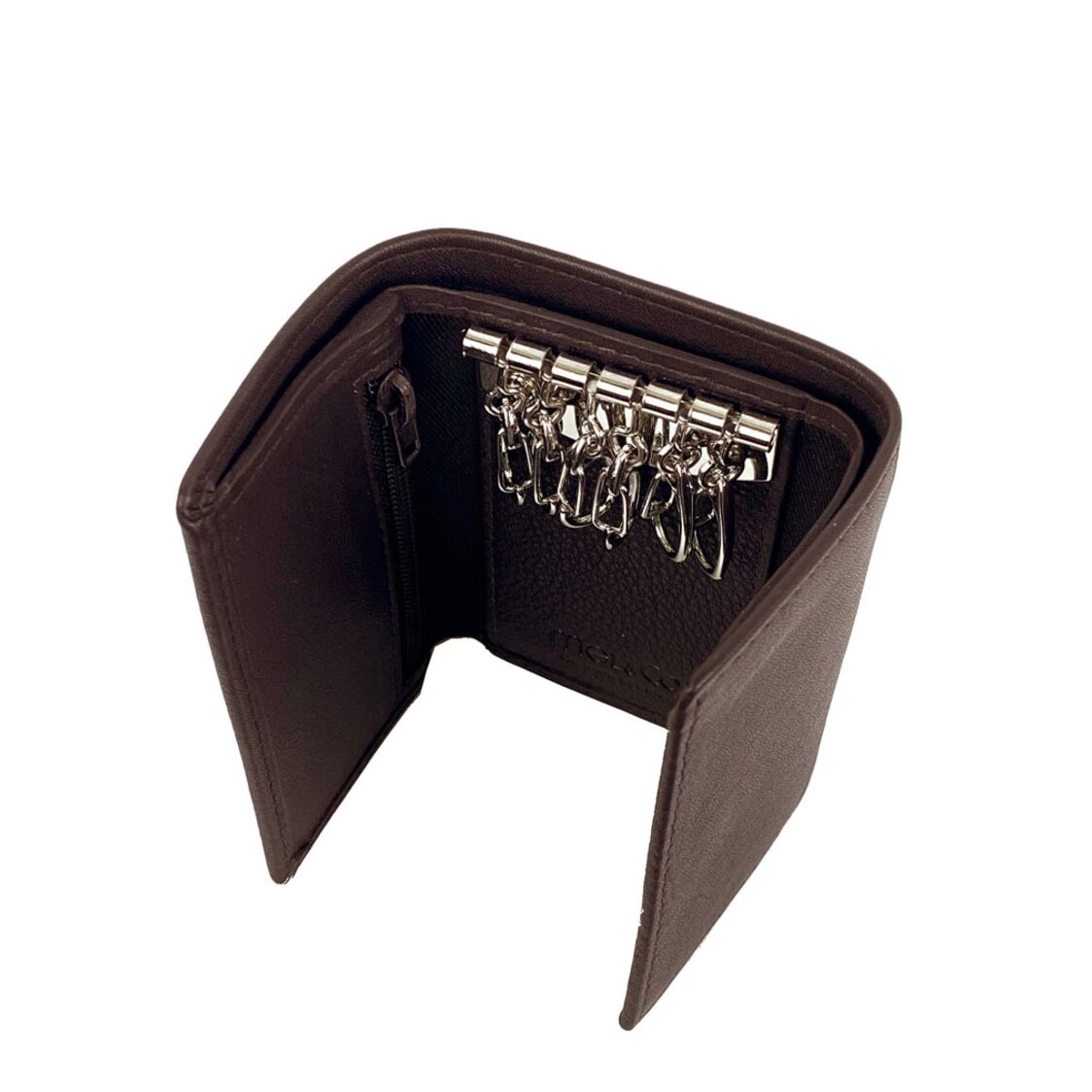 Genuine Leather Key Pouch With Snap Pocket
