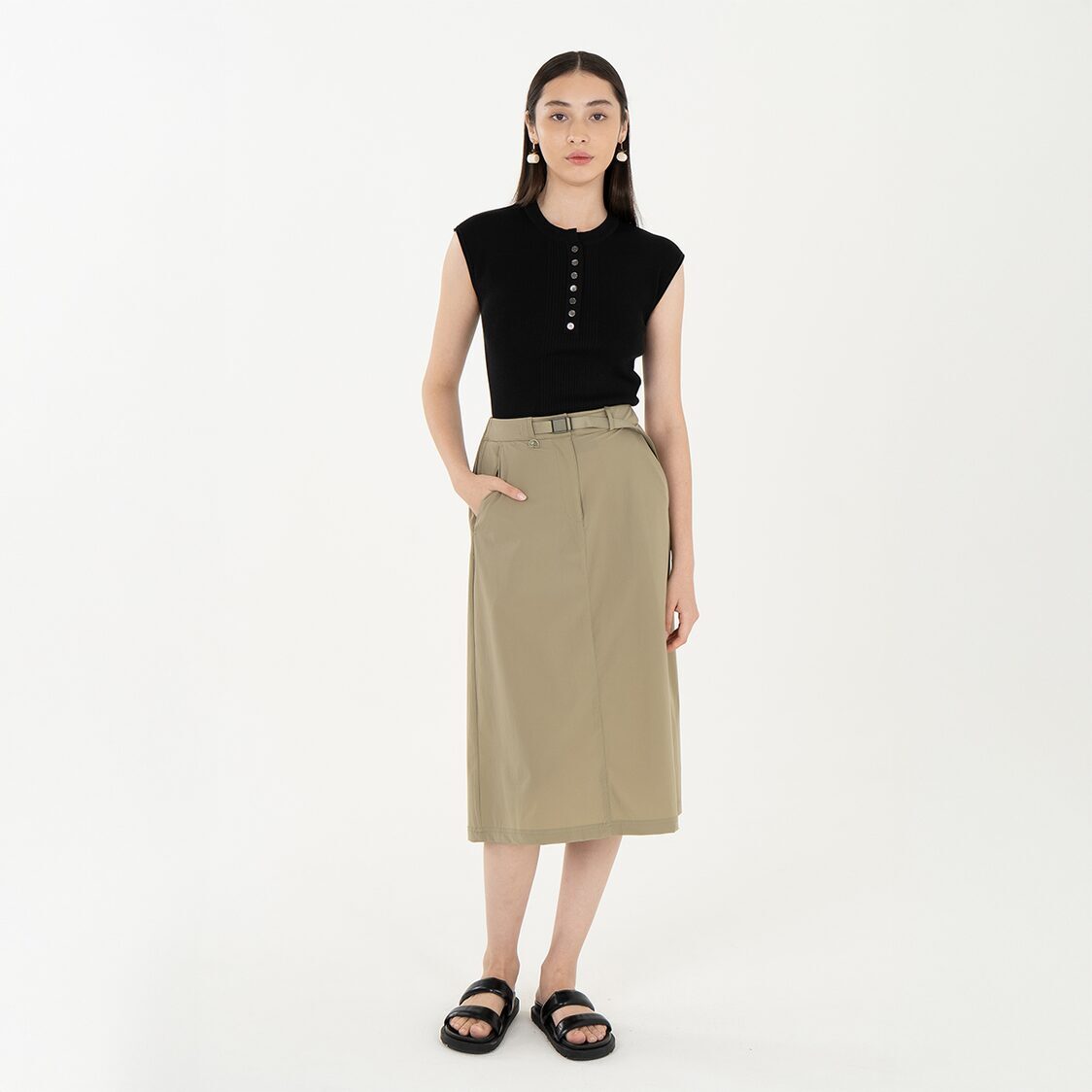 K/WOODS Ice Cool Skirt in Khaki