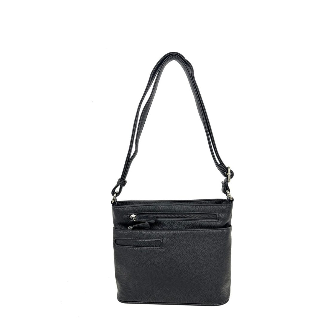 Mel&Co Lychee Embossed Multiple Pockets Sling Bag Black