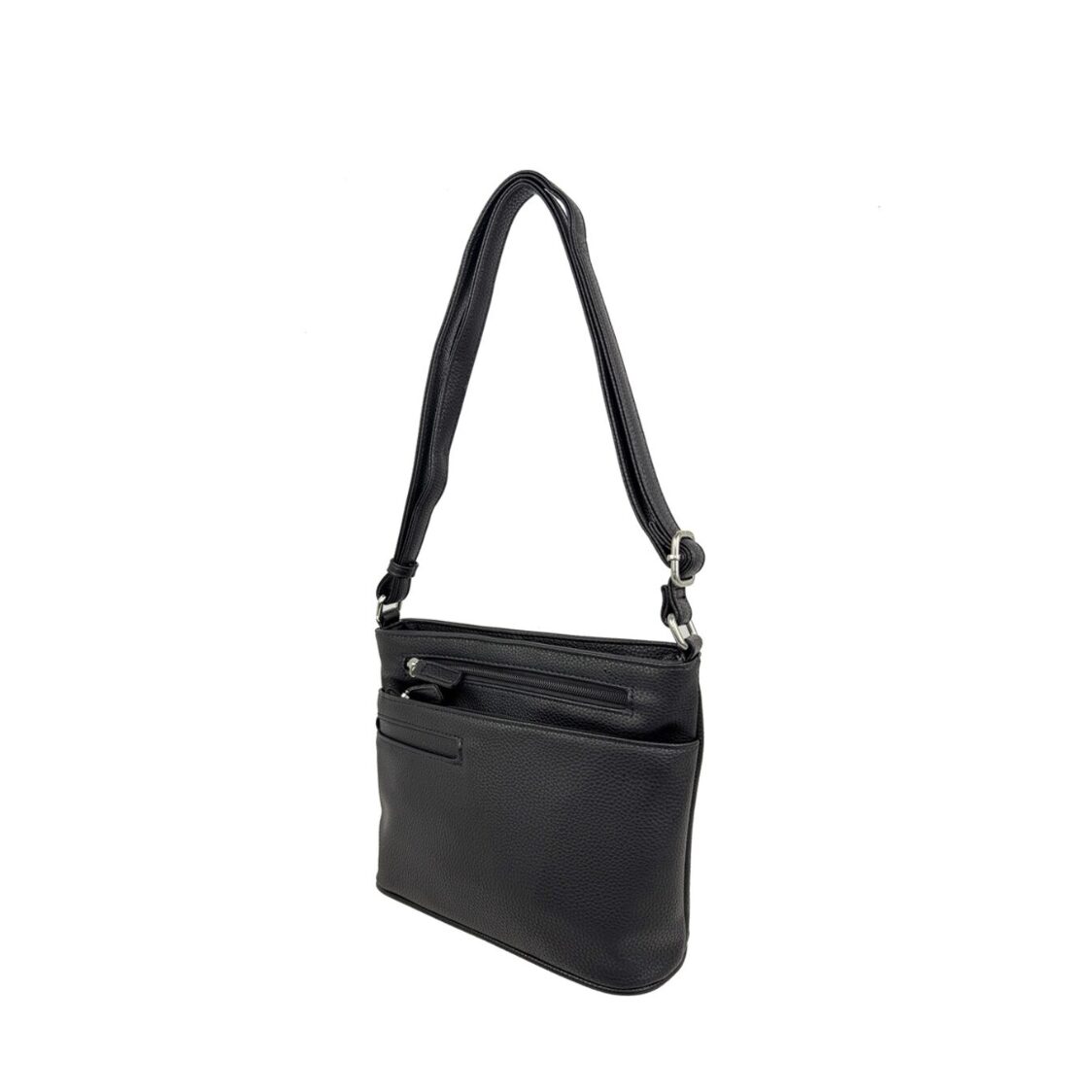 Mel&Co Lychee Embossed Multiple Pockets Sling Bag Black