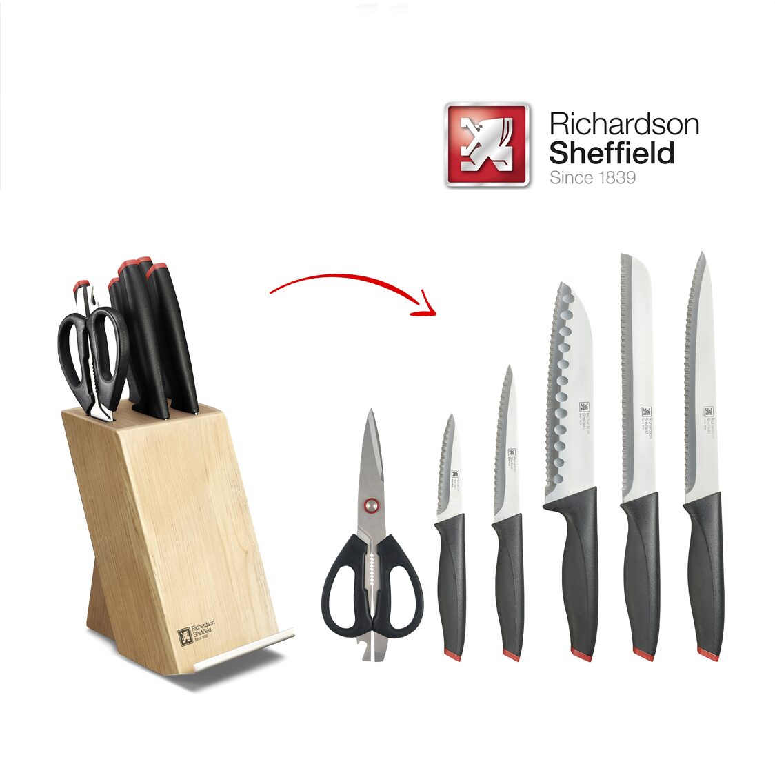 RICHARDSON SHEFFIELD 6-Piece Knife Block Set - Laser (LA-6PC)