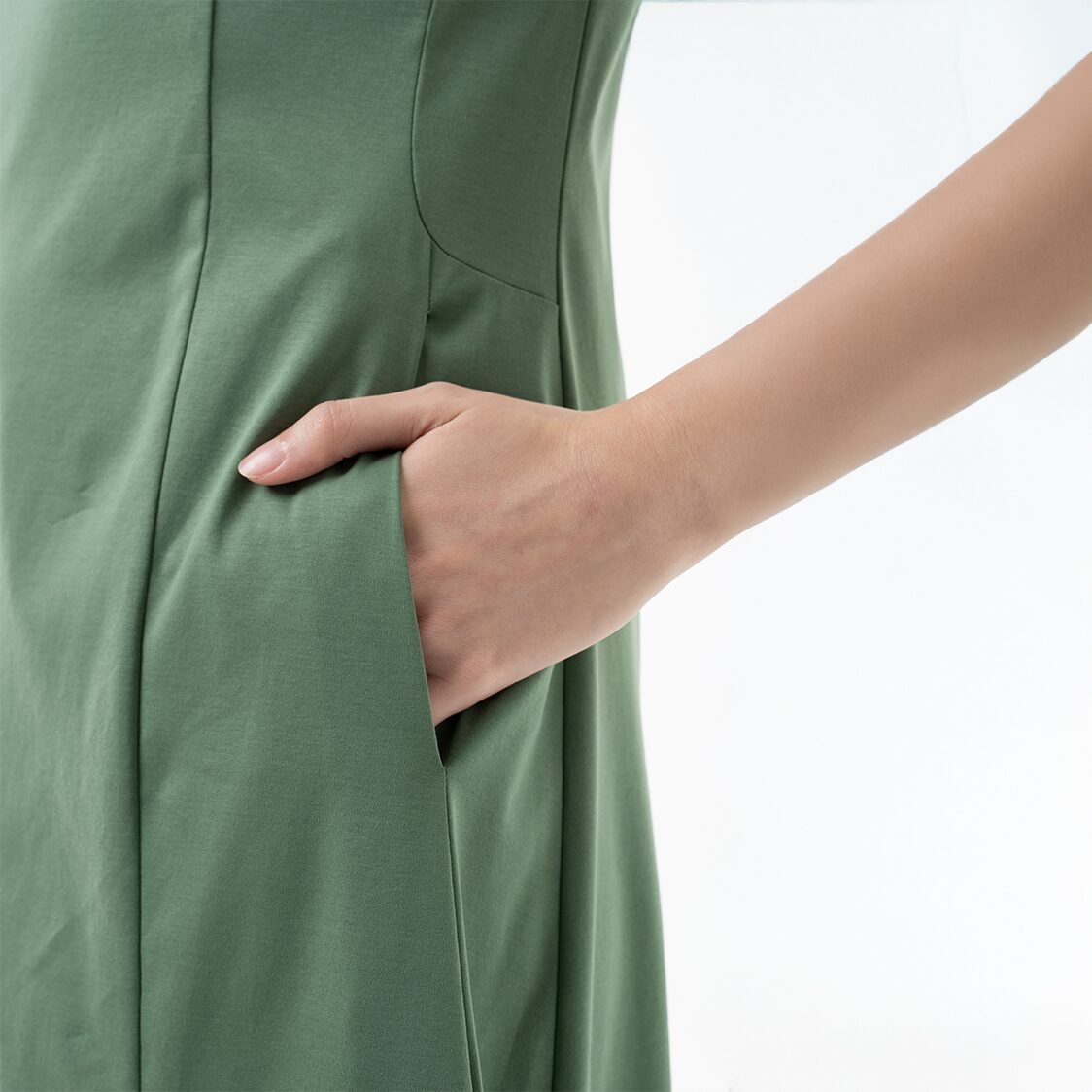 K/WOODS Cloud Sleeve Dress in Sage Green