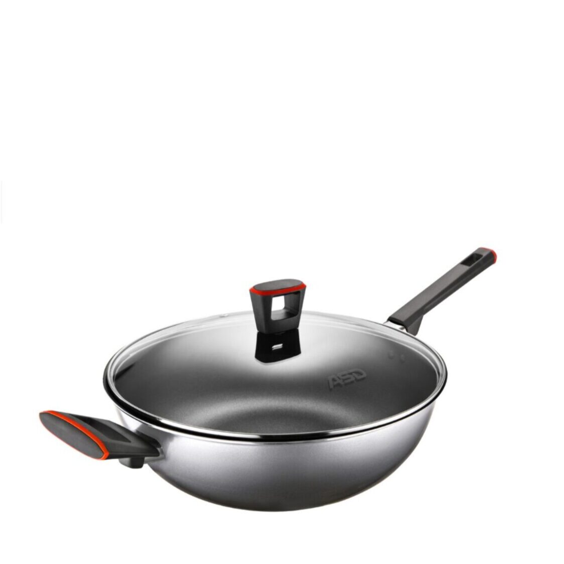 ASD Gusto Red Non-Stick Skillet Wok With Glass Lid 32cm (HP8332GL-RD)