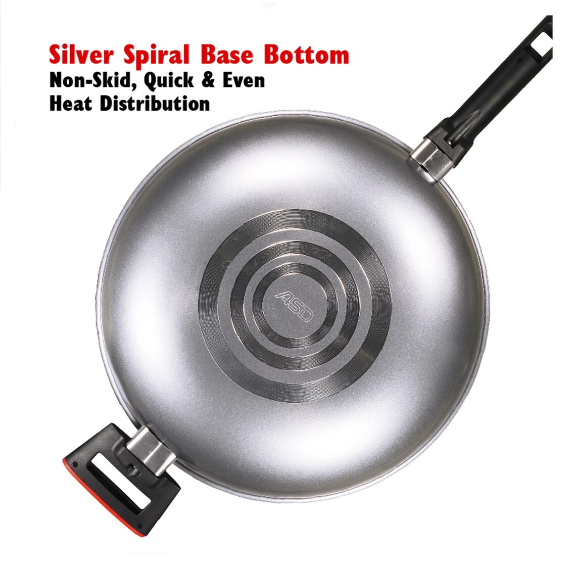 ASD Gusto Red Non-Stick Skillet Wok With Glass Lid 32cm (HP8332GL-RD)