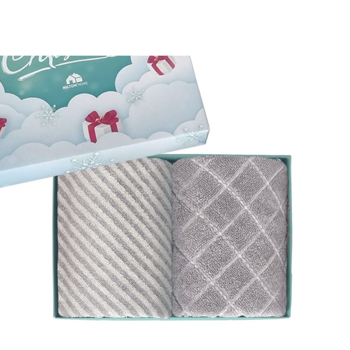 Milton Home Crochet Towel Check Grey