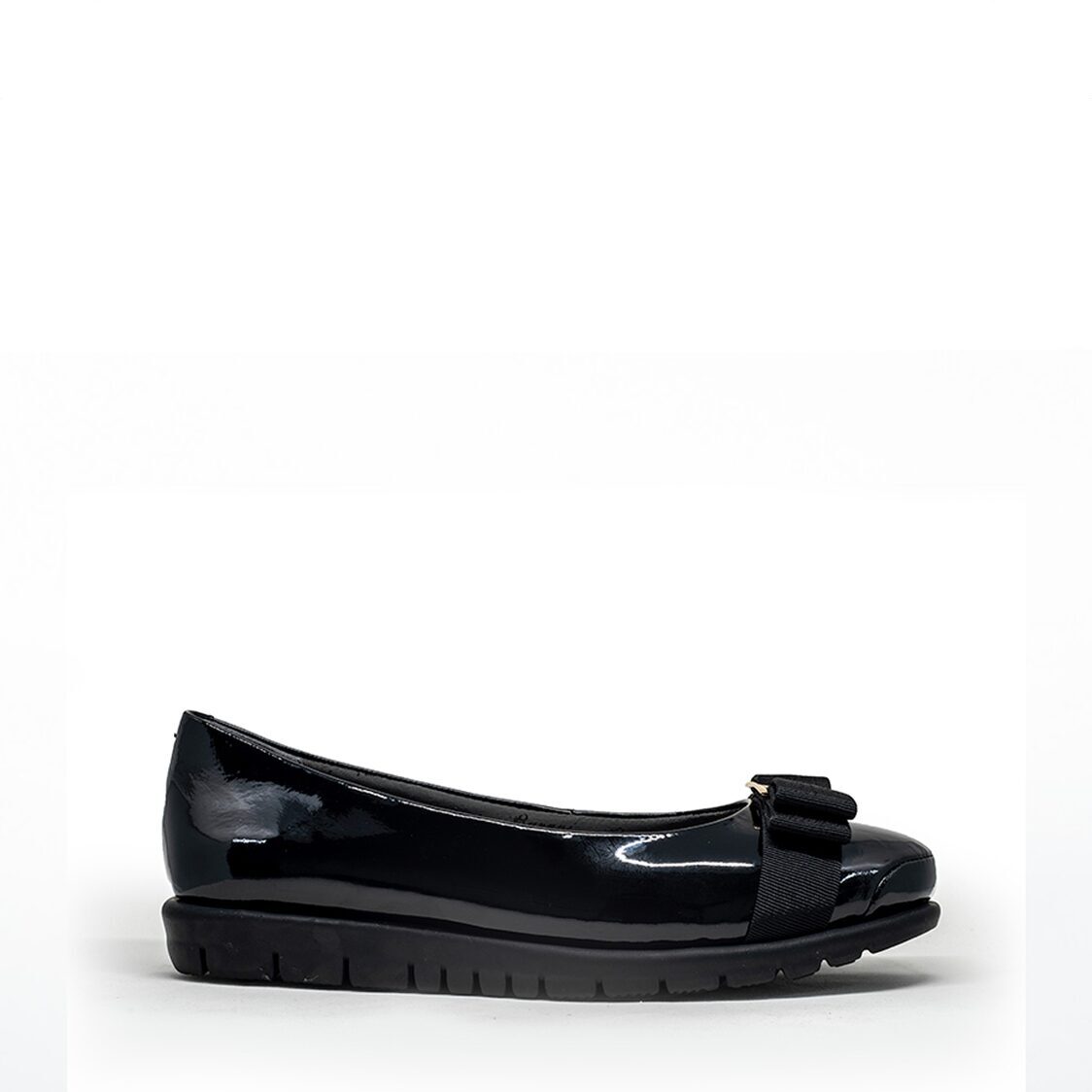 Barani 8841-199 Leather Pumps/Ballet Flats Black Patent (With Fixed Buckle)