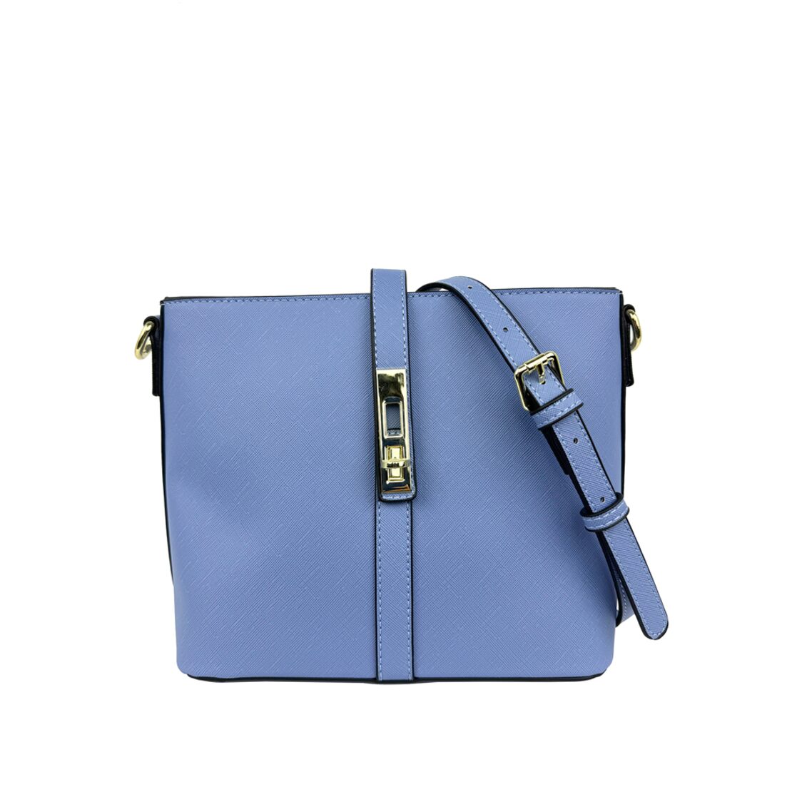 Mel&Co Saffiano-Effect Twist Lock Sling Bag