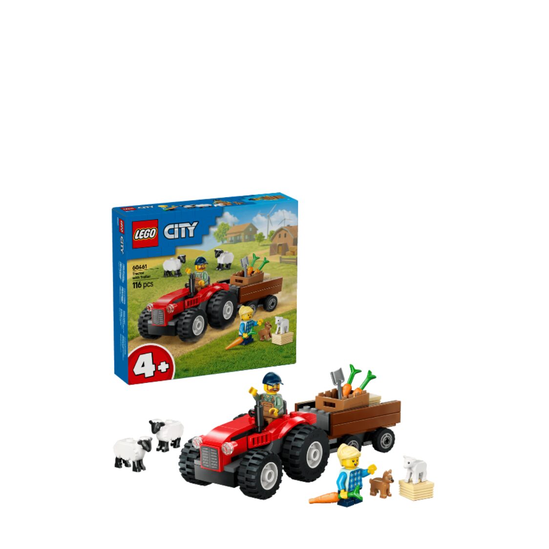 Lego Red Farm Tractor with Trailer & Sheep 60461