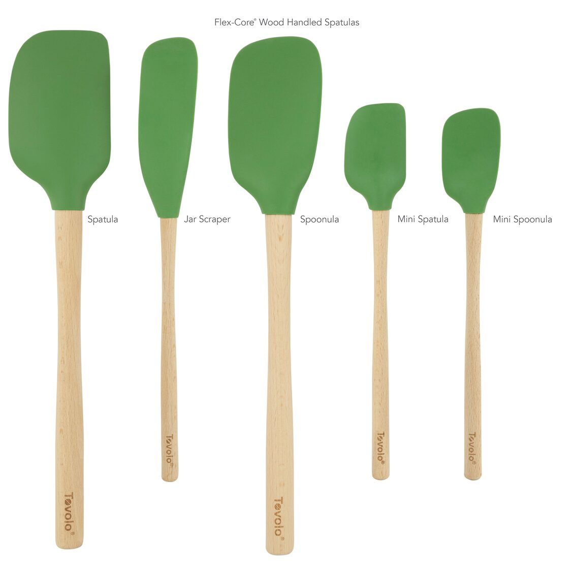 Tovolo Flex-Core Spatula Wood Handled Set S/5 - Pesto
