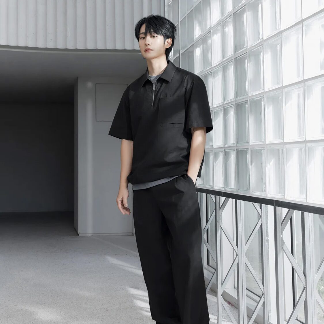 Mind Bridge [Couture] Semi Wide Incision Full Banding Pants D/Grey