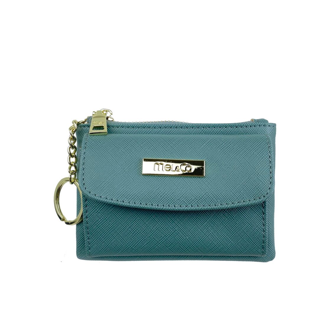 Mel&Co Saffiano Leatherette Front Flap Pocket Pouch with Keyring
