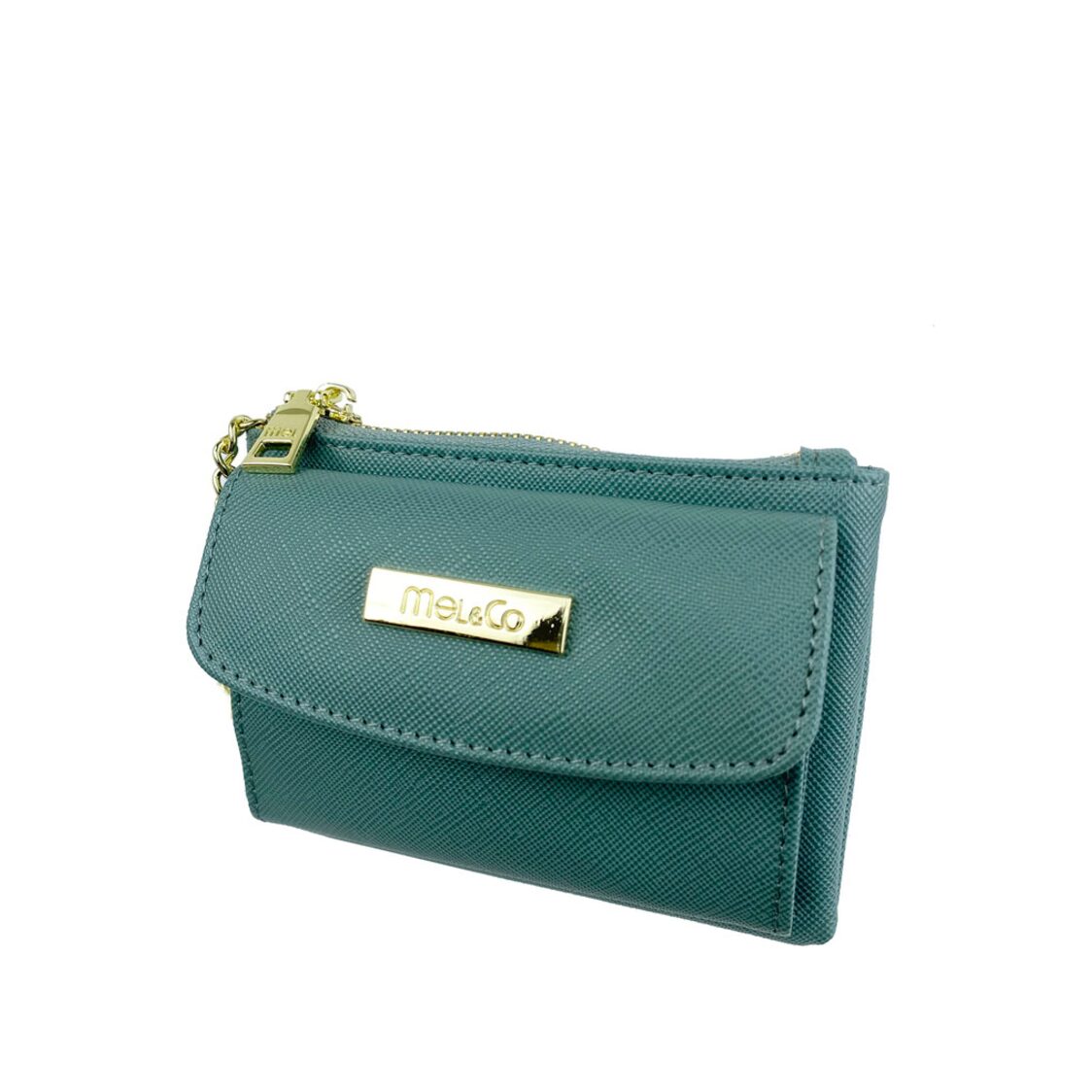 Mel&Co Saffiano Leatherette Front Flap Pocket Pouch with Keyring