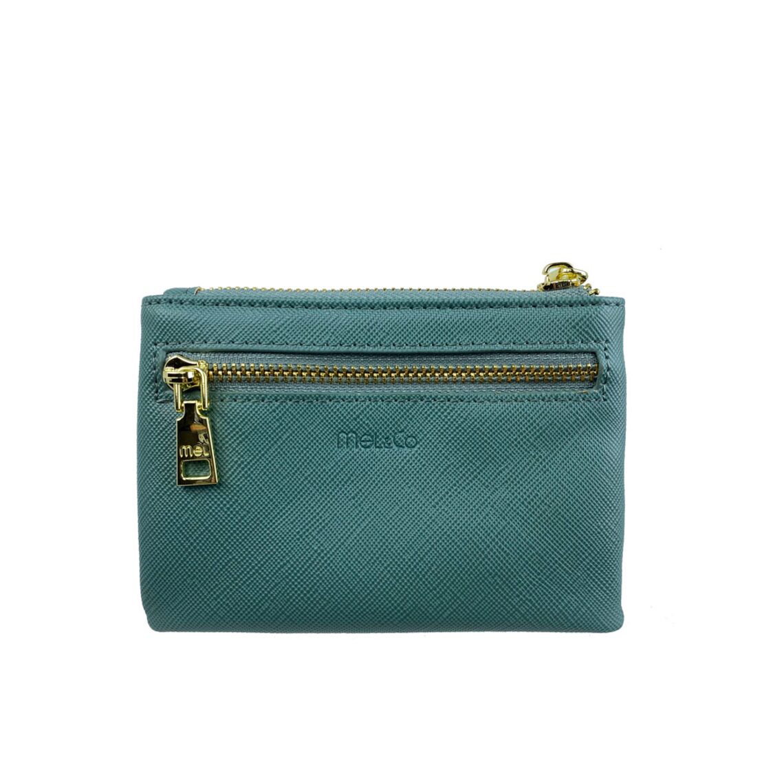 Mel&Co Saffiano Leatherette Front Flap Pocket Pouch with Keyring