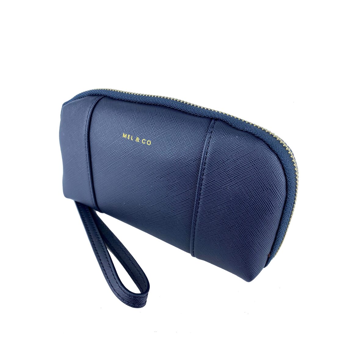 Mel&Co Saffiano-Effect Loop Handle Zip-Around Wristlet Pouch