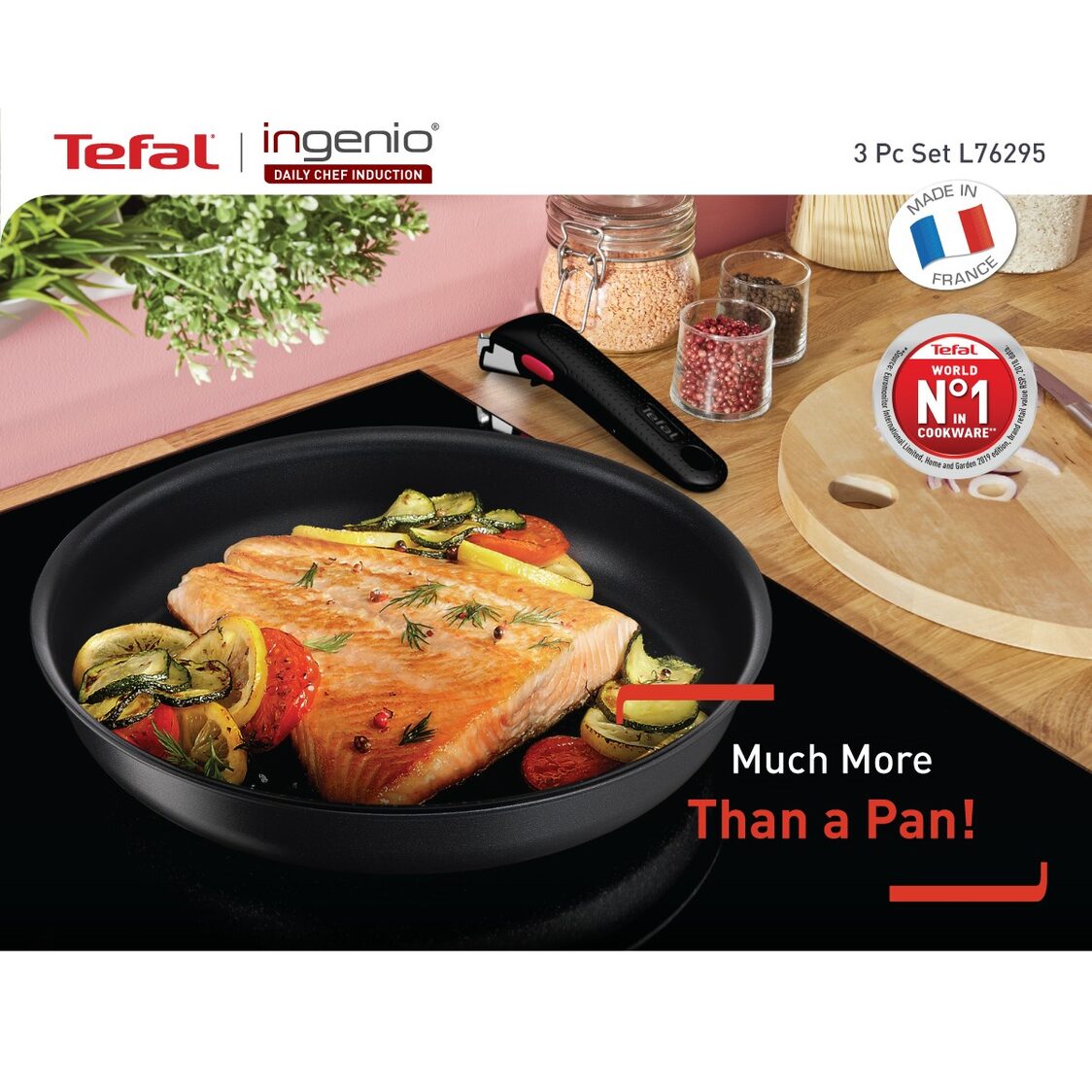 Tefal Ingenio Daily Chef Induction Black 3pc Cookware Set (L76295)
