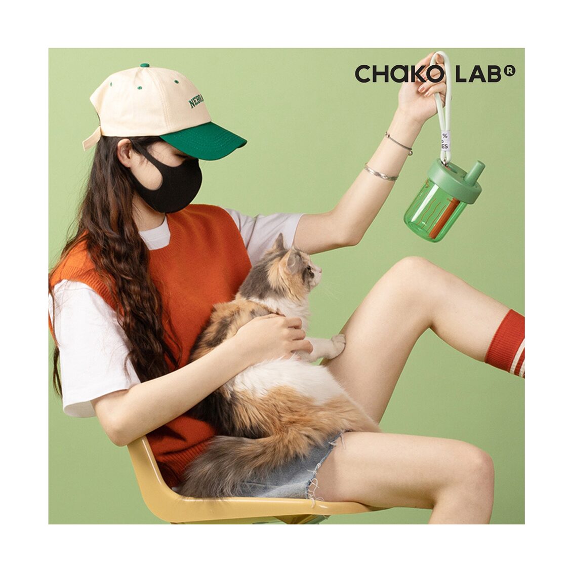 Chako Lab 450ml Bobo Straw Cup Round Green