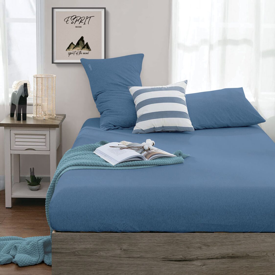 ESPRIT Jersey Collection 100% Super Combed Cotton Fitted Sheet EJ03 - Light Blue