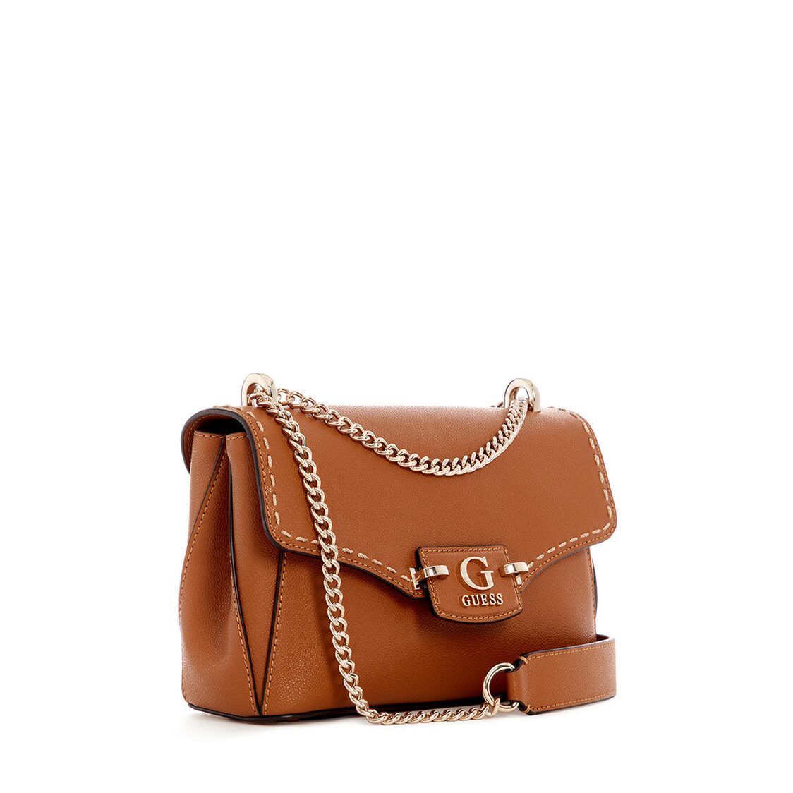 Guess Nastra Convertible Crossbody Flap, Caramel