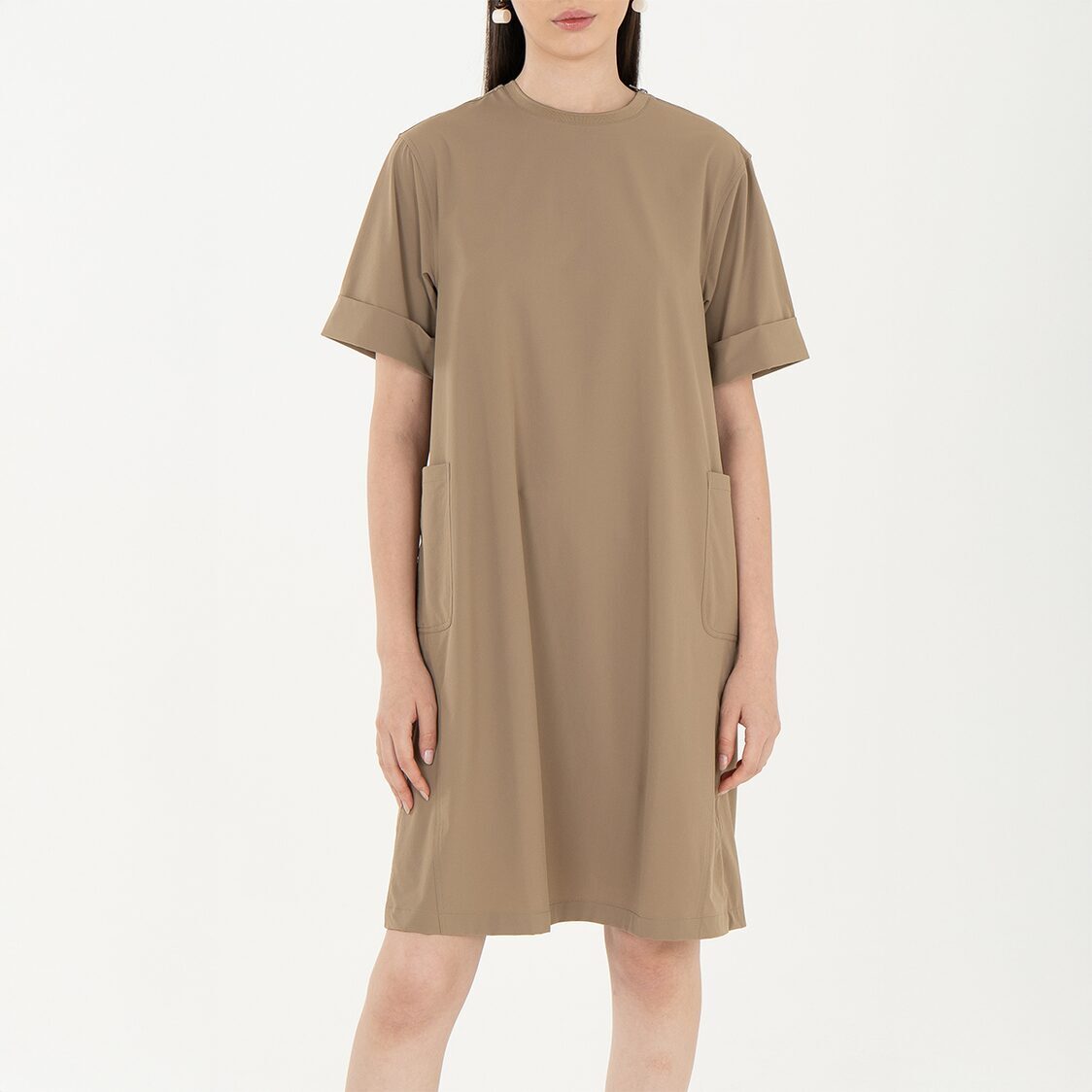 K/WOODS Ice Cool Relaxed Shift Dress in Khaki