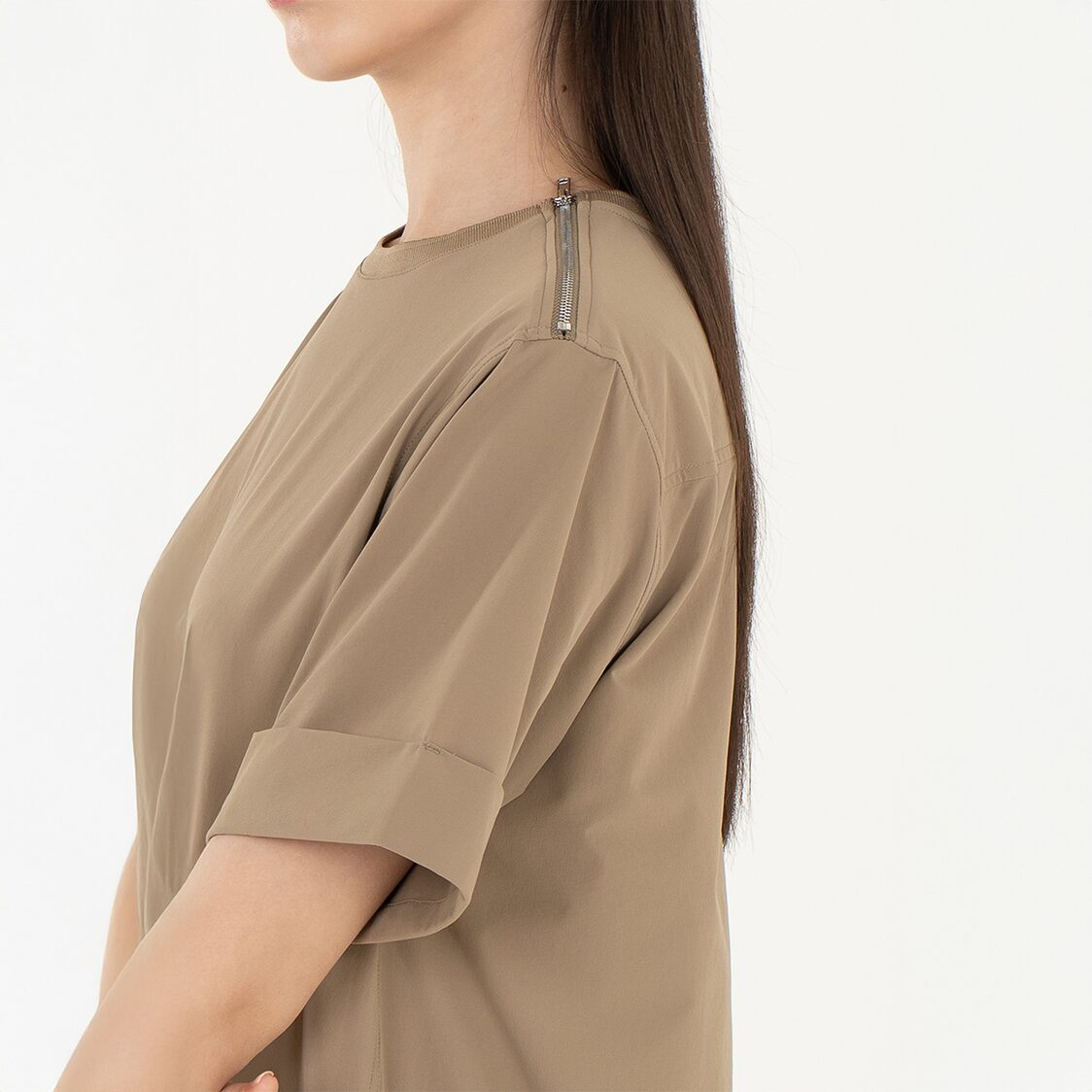 K/WOODS Ice Cool Relaxed Shift Dress in Khaki
