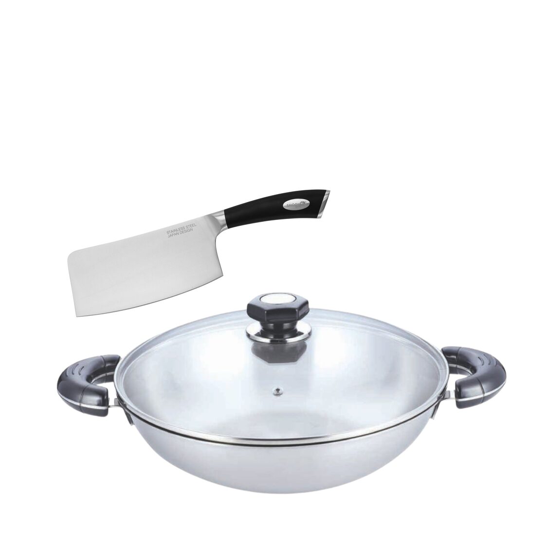La Gourmet Elite 32cm 5ply Stainless Steel Wok (LGWK090003) + Free Shogun 18cm Cleaver (Worth $69.90) (LGSNKE414908)